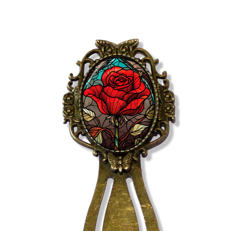 Faux Stained Glass Red Rose
