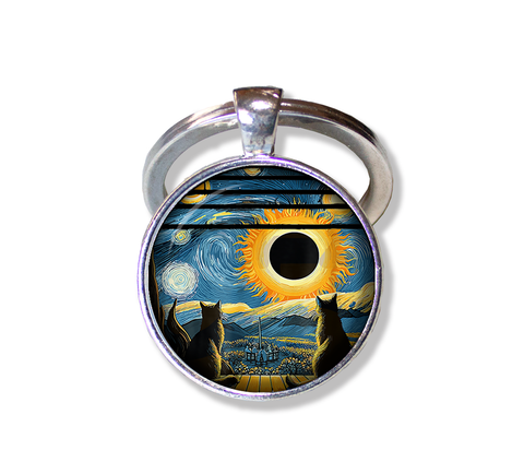 Solar Eclipse Starry Night Cats