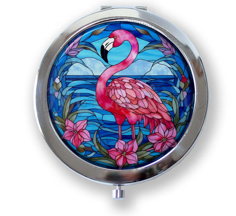 Faux Stained Glass Pink Flamingo