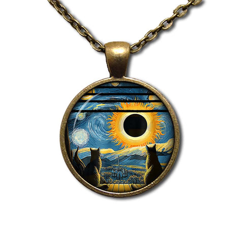 Solar Eclipse Starry Night Cats