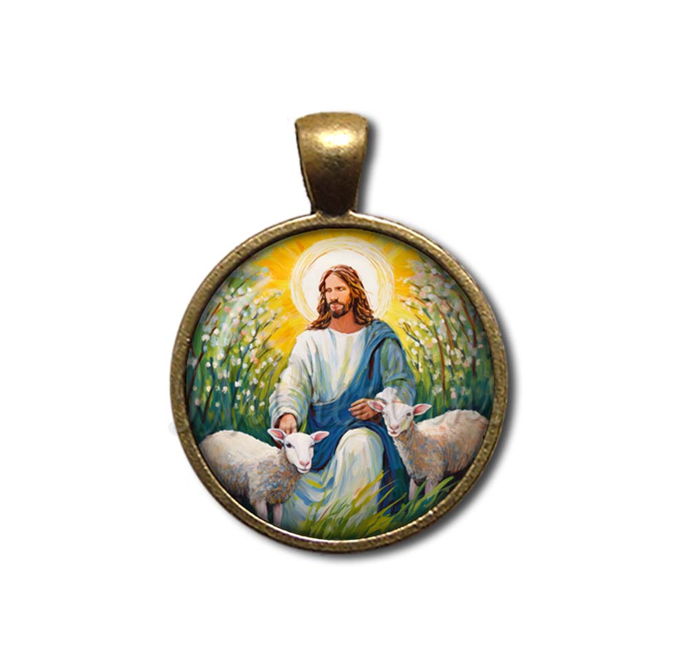 Watercolor Style Jesus with Lambs
