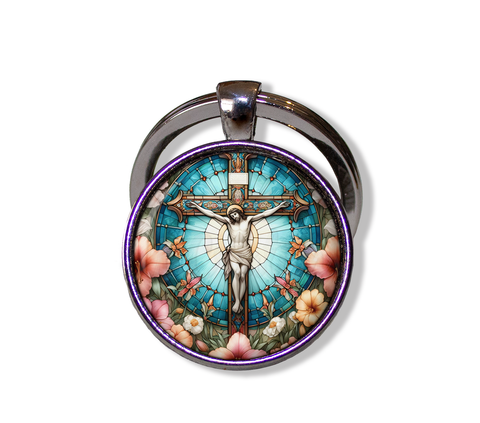 Faux Stained Glass Jesus on Cross