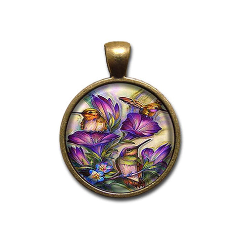 Hummingbirds Purple Flowers