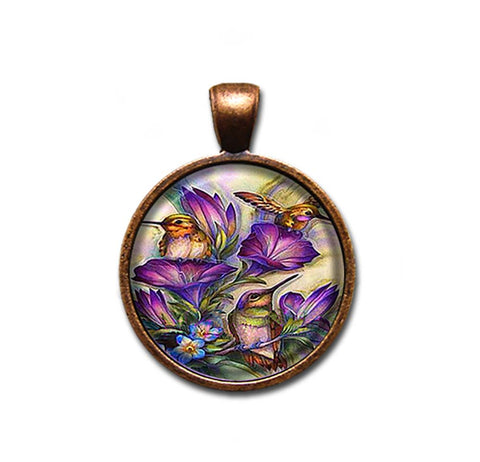 Hummingbirds Purple Flowers