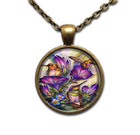 Hummingbirds Purple Flowers