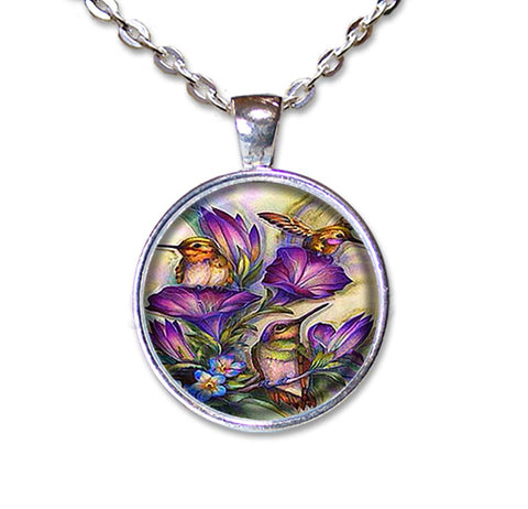 Hummingbirds Purple Flowers