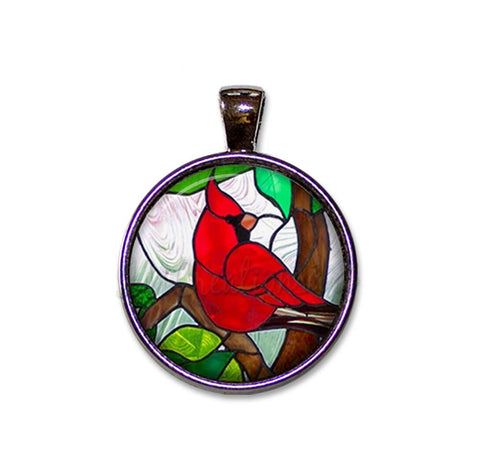 Red Cardinal Faux Stained Glass