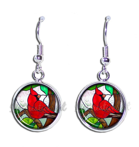 Red Cardinal Faux Stained Glass Style