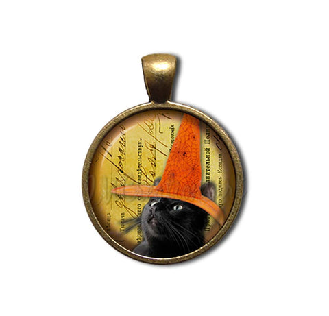 Black Cat Orange Witch Hat