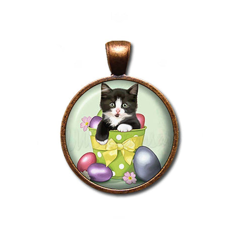 Pastel Easter Eggs Tuxedo Cat