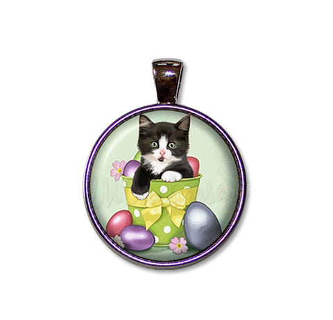 Pastel Easter Eggs Tuxedo Cat