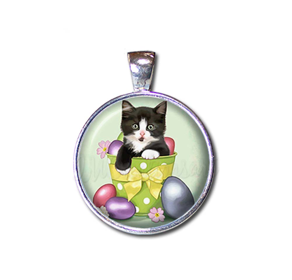 Pastel Easter Eggs Tuxedo Cat