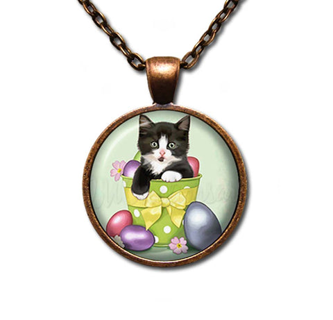 Pastel Easter Eggs Tuxedo Cat