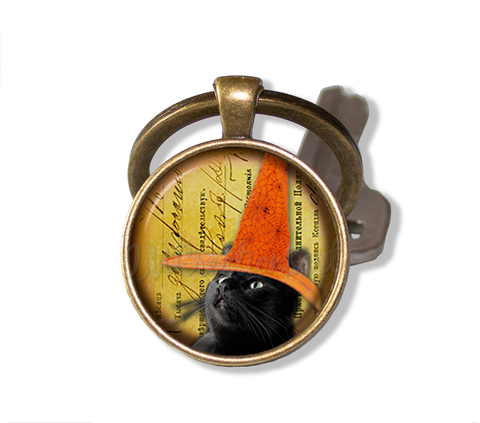 Black Cat Orange Witch Hat