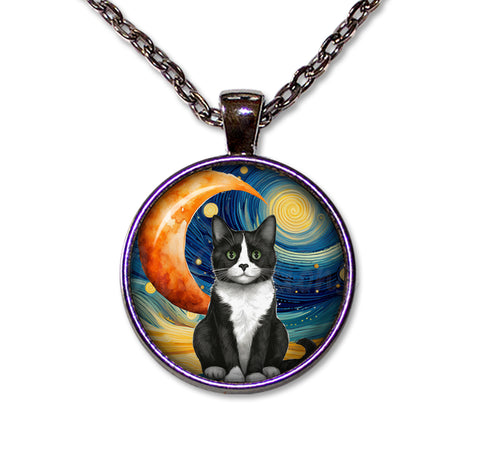 Tuxedo Cat Starry Night Style
