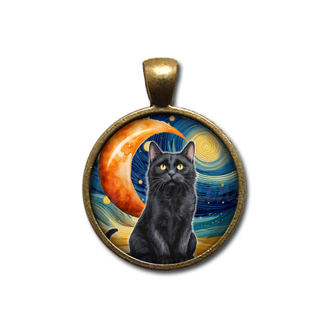 Black Cat Starry Night Style