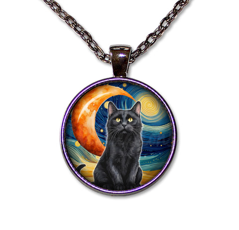 Black Cat Starry Night Style