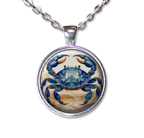 Faux Stained Glass Style Blue Crab