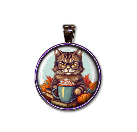 Autumn Tabby Cat with Pumpkin Latte