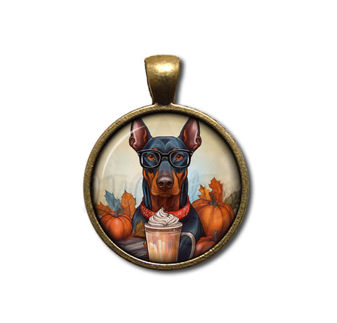 Autumn Doberman with Pumpkin Latte
