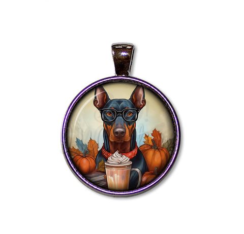 Autumn Doberman with Pumpkin Latte