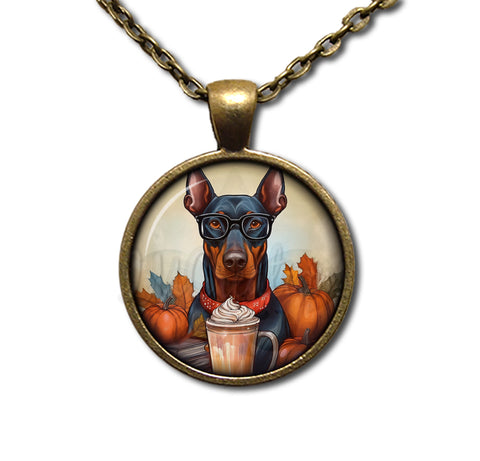 Autumn Doberman with Pumpkin Latte