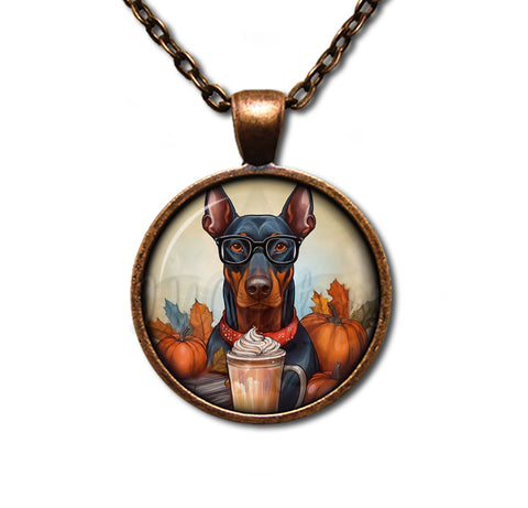 Autumn Doberman with Pumpkin Latte