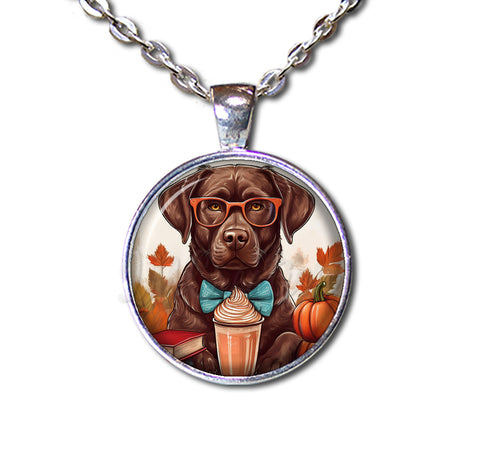 Autumn Chocolate Lab with Pumpkin Latte