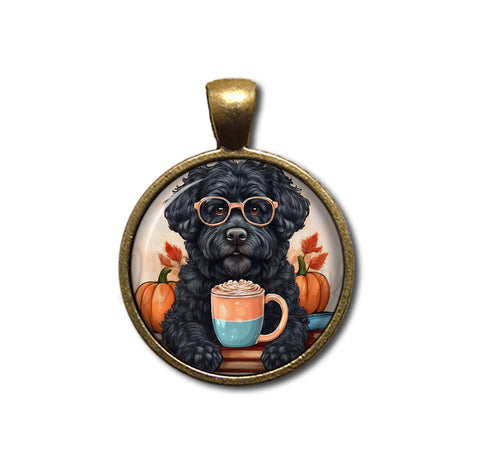 Autumn Black Labradoodle with Pumpkin Latte