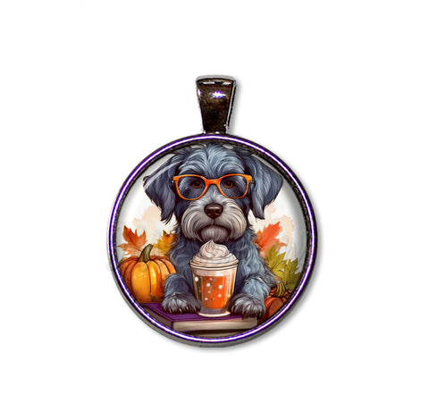 Autumn Too Cute Schnauzer with Pumpkin Latte