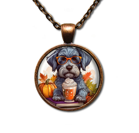 Autumn Too Cute Schnauzer with Pumpkin Latte