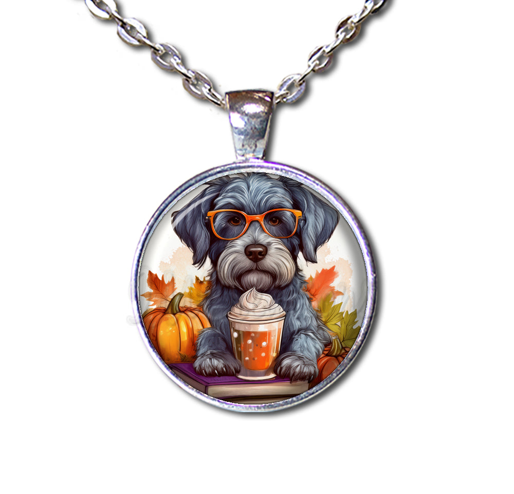 Autumn Too Cute Schnauzer with Pumpkin Latte