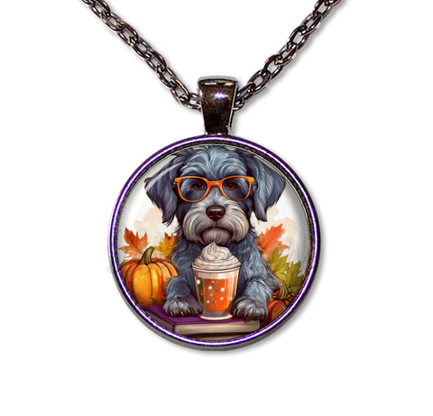 Autumn Too Cute Schnauzer with Pumpkin Latte