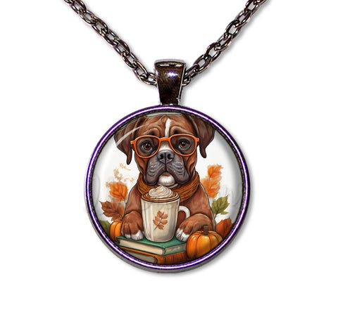 Autumn Sweet Boxer Dog with Pumpkin Latte
