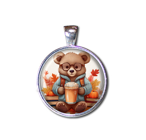 Autumn Bear with Pumpkin Latte and Books