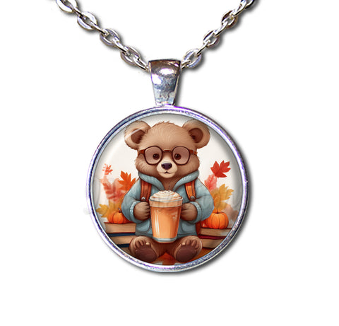 Autumn Bear with Pumpkin Latte and Books