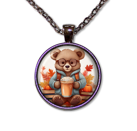 Autumn Bear with Pumpkin Latte and Books