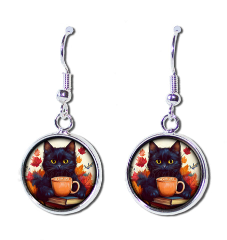 Autumn Black Kitten with Pumpkin Latte
