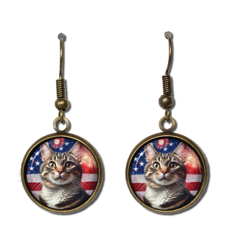Patriotic Tabby Cat American Flag