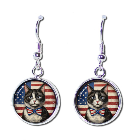 Patriotic Tuxedo Cat American Flag