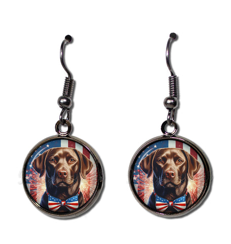 Patriotic Chocolate Lab Dog American Flag