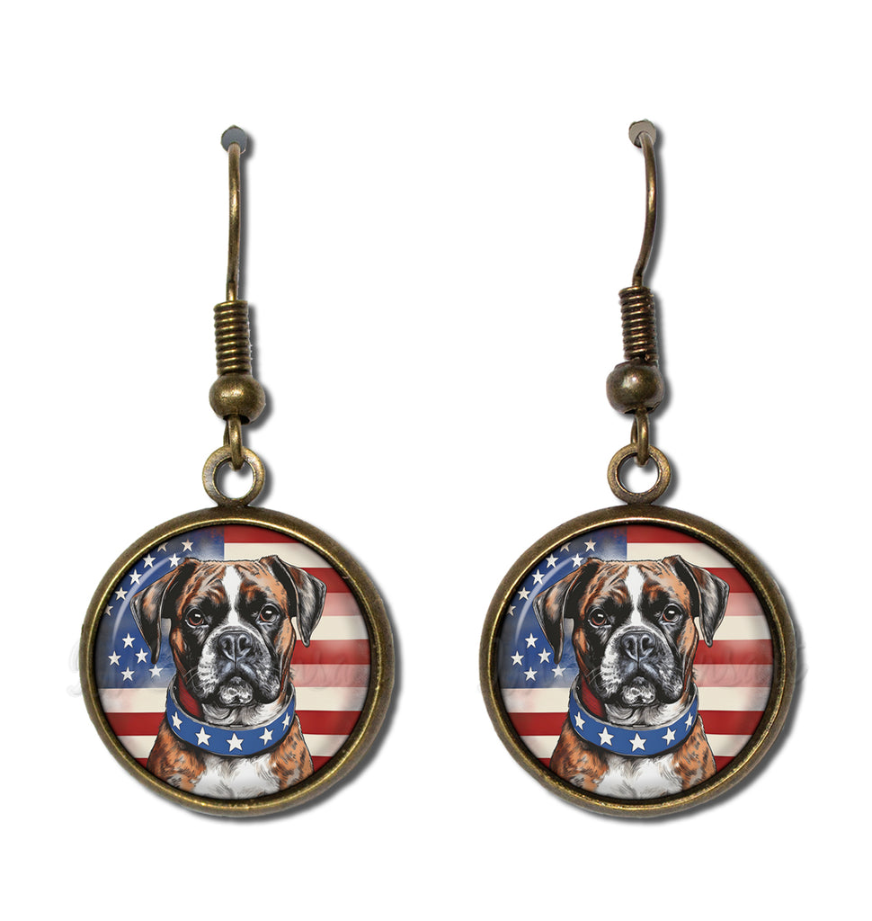 Patriotic Boxer Dog American Flag