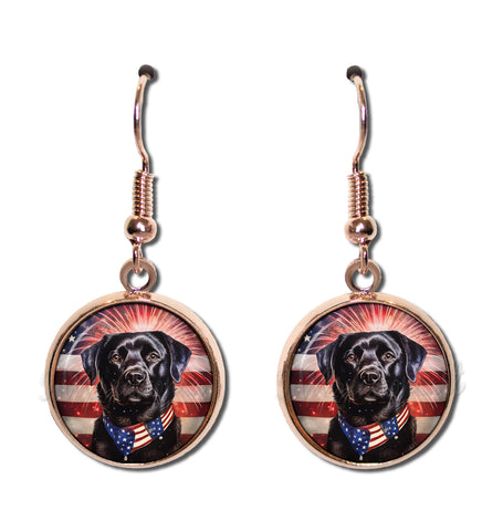Patriotic Black Lab Dog American Flag