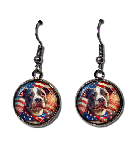 Patriotic Pit Bull Terrier Dog American Flag
