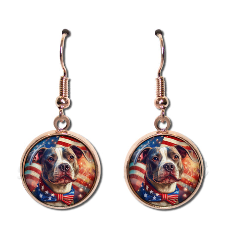 Patriotic Pit Bull Terrier Dog American Flag