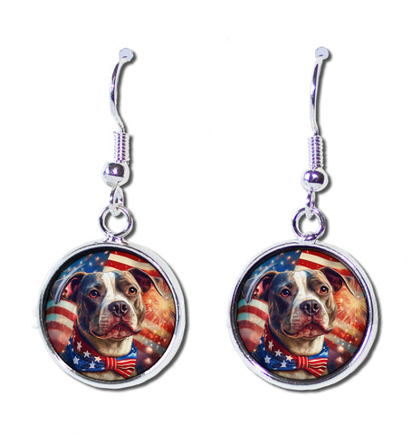 Patriotic Pit Bull Terrier Dog American Flag
