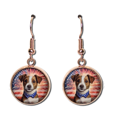 Patriotic Russell Terrier Dog American Flag