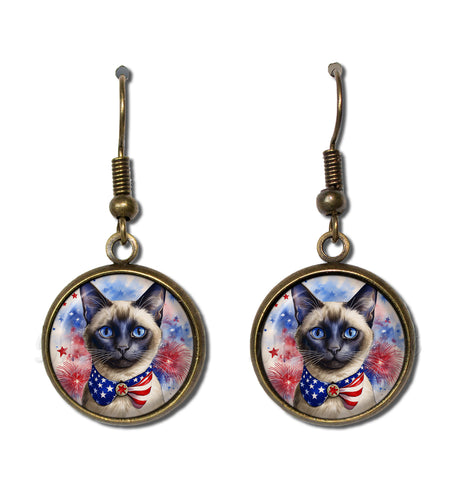 Patriotic Siamese Cat American Flag