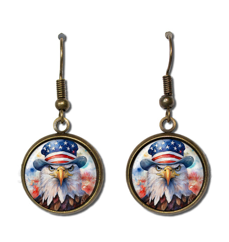 Patriotic Bald Eagle American Flag Hat [earrings]