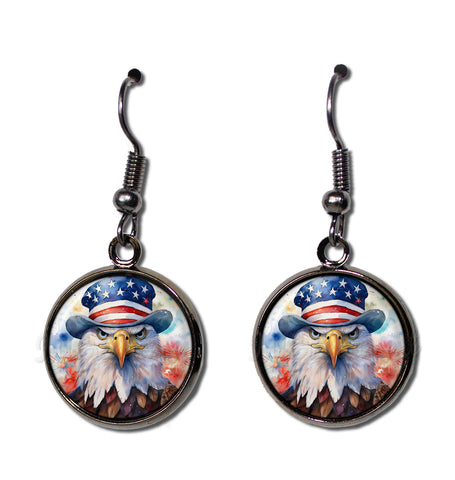 Patriotic Bald Eagle American Flag Hat [earrings]